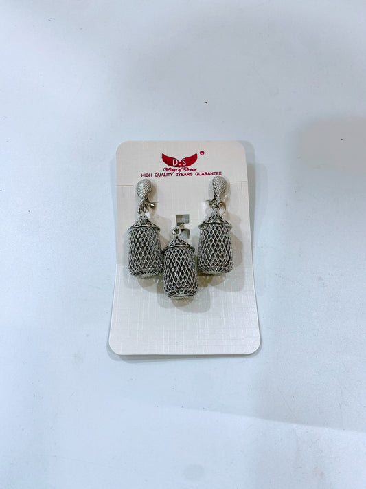 Silver earrings and pendant  Set